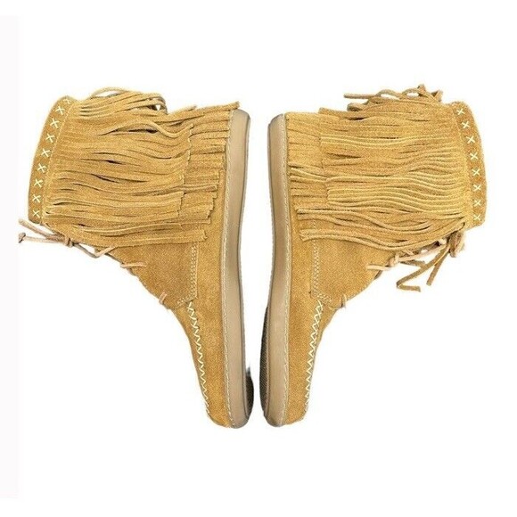Anthropologie Odd Molly 165 Walkabout Low Moccasin Booties Suede Fringe EU39 EUC - Picture 3 of 10